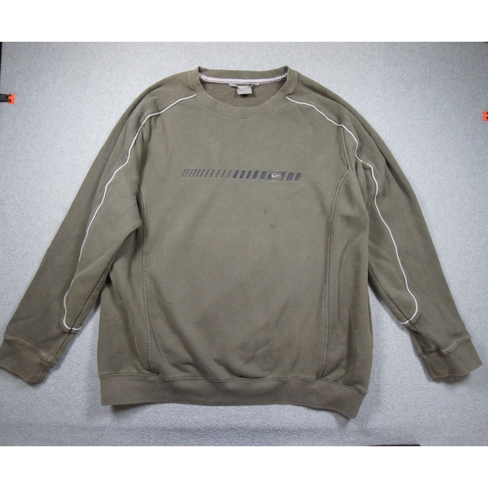 Vintage Nike Sweatshirt Mens XLarge Green Crewneck Pullover Y2K Sweater Swoosh
